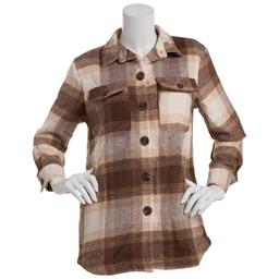 Plus Size Mountain Ridge Plaid Twill Shacket - Brown