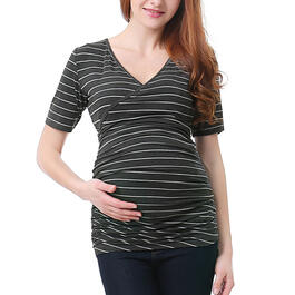 Womens Glow & Grow&#40;R&#41; Faux Wrap Stripe Maternity Nursing Top