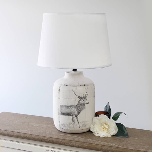 Simple Designs Deer Buck Nature Ceramic Farmhouse Table Lamp