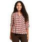 Petite Notations 3/4 Sleeve Feather Pleated Henley Blouse - image 1