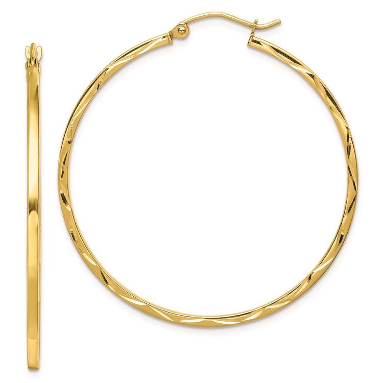 Gold Classics(tm) 10kt. 1.5x40mm Diamond Cut Hoop Earrings