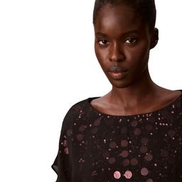 Womens Calvin Klein Short Sleeve Boat Neck Sequin Dot Blouse