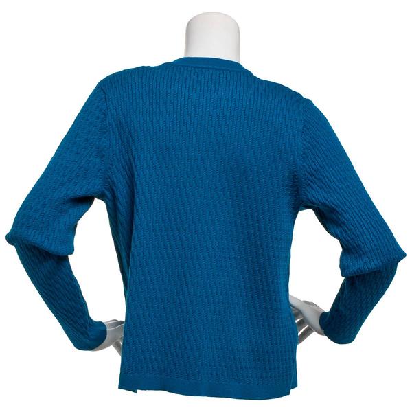 Womens Kasper Long Sleeve Knit Clasp Crew Neck Cardigan