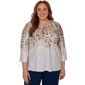 Plus Size Alfred Dunner Classics 3/4 Sleeve Autumn Leaves Blouse - image 1