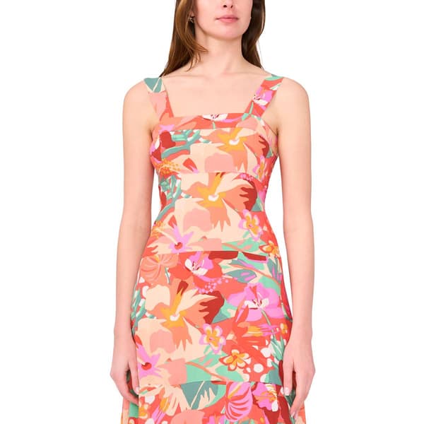 Petite MSK Abstract Floral Smock Back Empire Waist Midi Dress