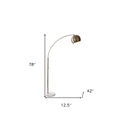 HomeRoots 78in. Brass Arc Floor Lamp With Bowl Shade