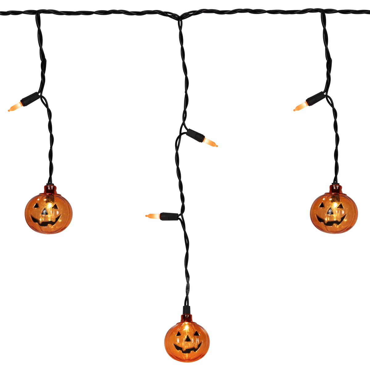 Northlight LED Pumpkin Curtain Icicle Lights - Thumbnail 3