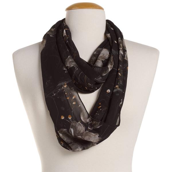 Womens Renshun Floral Pearl Silky Infinty Scarf - image 