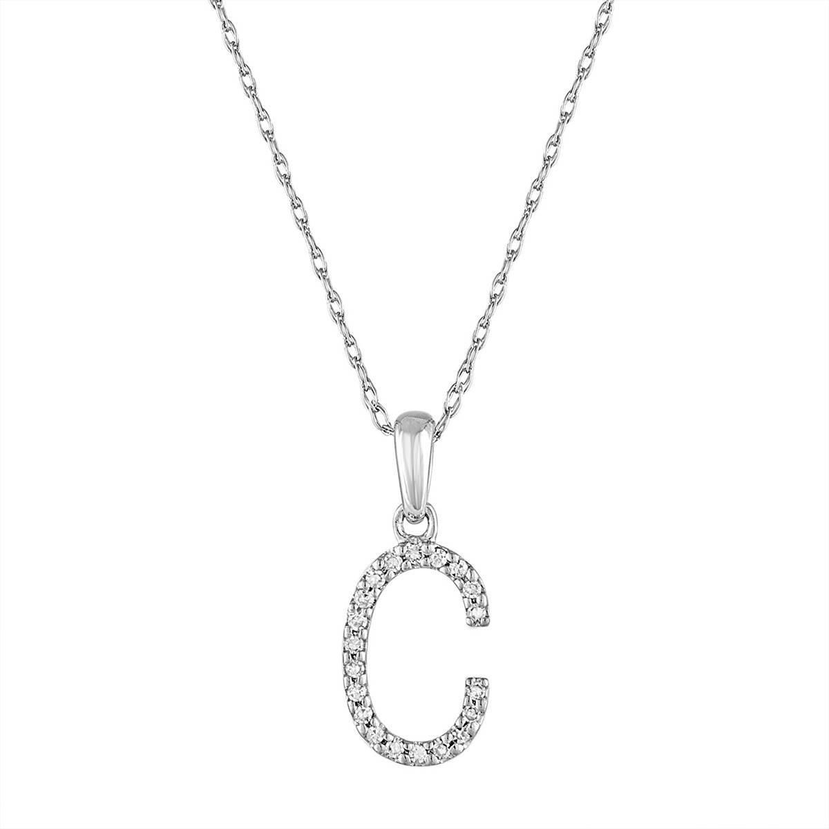 Diamond Classics™ 14kt. White Gold Initial C Letter...