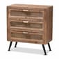 Baxton Studio Calida Finish Wood/Rattan 3-Drawer Nightstand - image 1