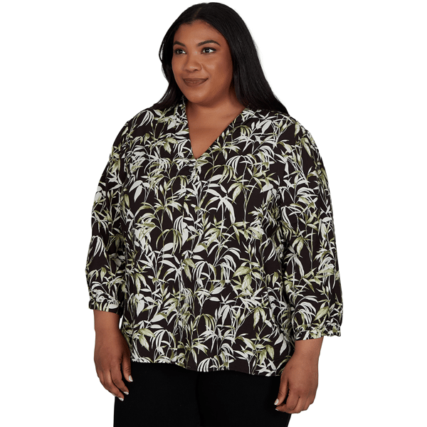 Plus Size Emaline La Vita Costiera Crushed Faille Leaf Blouse