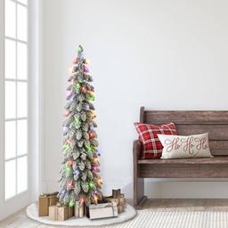 Puleo International 4ft. Incandescent Flocked Alpine Pencil Tree