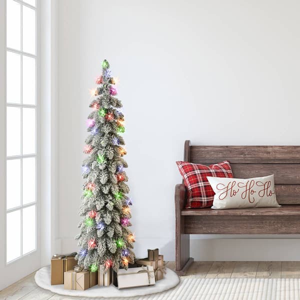 Puleo International 4ft. Incandescent Flocked Alpine Pencil Tree