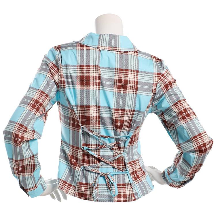 Juniors No Comment Long Sleeve Plaid Tie Back Button Up