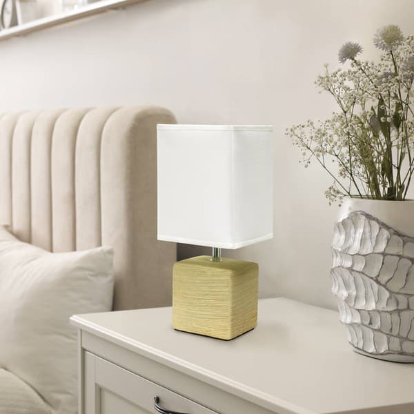 Simple Designs Petite Faux Stone Table Lamp w/Fabric Shade