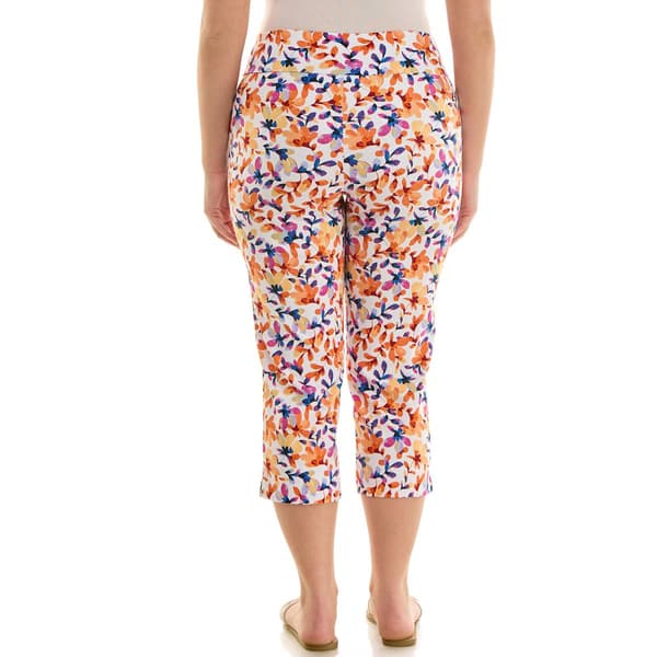 Womens Zac & Rachel Pull On Watercolor Floral Capris