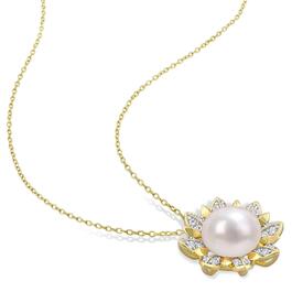 Gemstone Classics&#8482; 18kt. Pearl & Topaz Floral Pendant