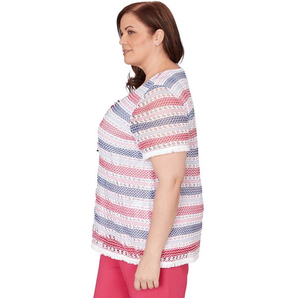 Plus Size Alfred Dunner The Royal Treatment Fringe Stripe Blouse
