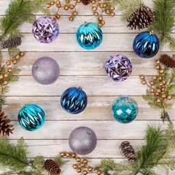 National Tree 13in. Lavender & Blue Ball Ornaments - Set of 9