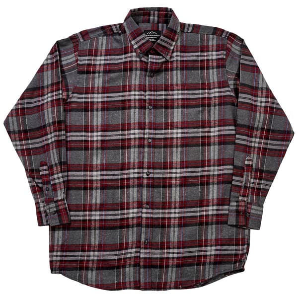 Mens Big & Tall Mountain Ridge Flannel Shirt - Grey/Burgundy - image 