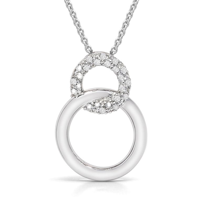 Sterling Silver Lab Grown Diamond Double Circle Pendant