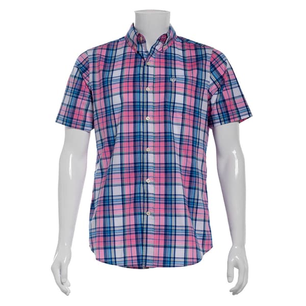 Mens Chaps Short Sleeve Stretch Button Down Shirt - Peony - image 