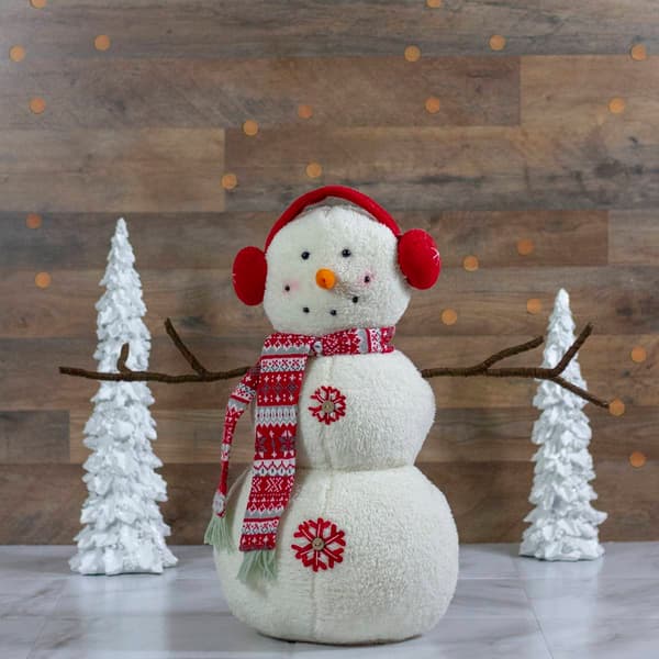 Northlight Plush Snowman with Earmuffs Christmas Decor