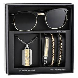 Mens American Exchange Two-Tone Pendan/Bracelets/Sunglasses