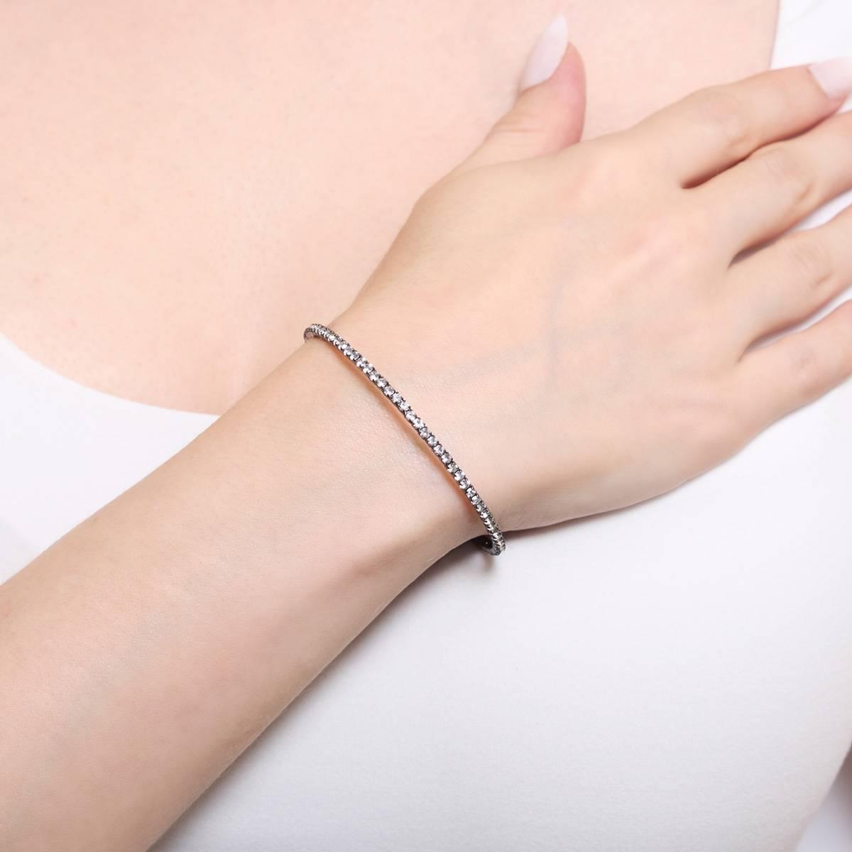 Athra Black Rhodium Single Row Crystal Coil Bracelet