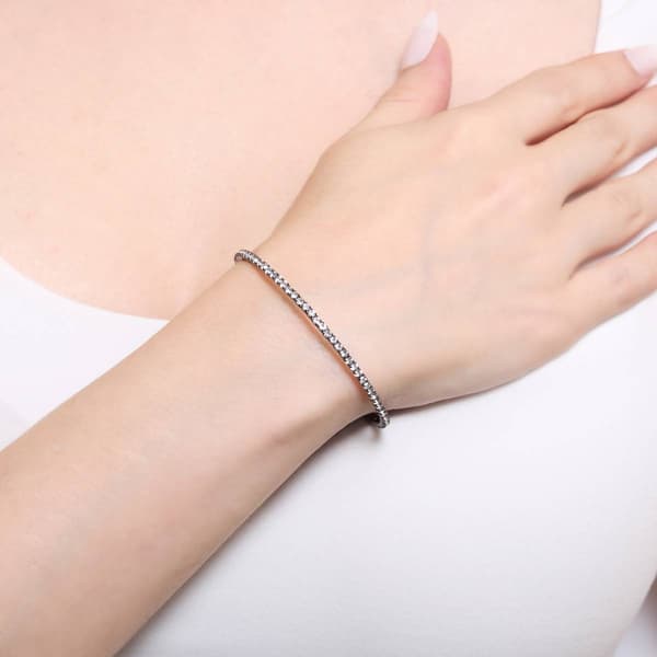 Athra Black Rhodium Single Row Crystal Coil Bracelet