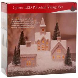 7pc. LED Porcelain Village Set