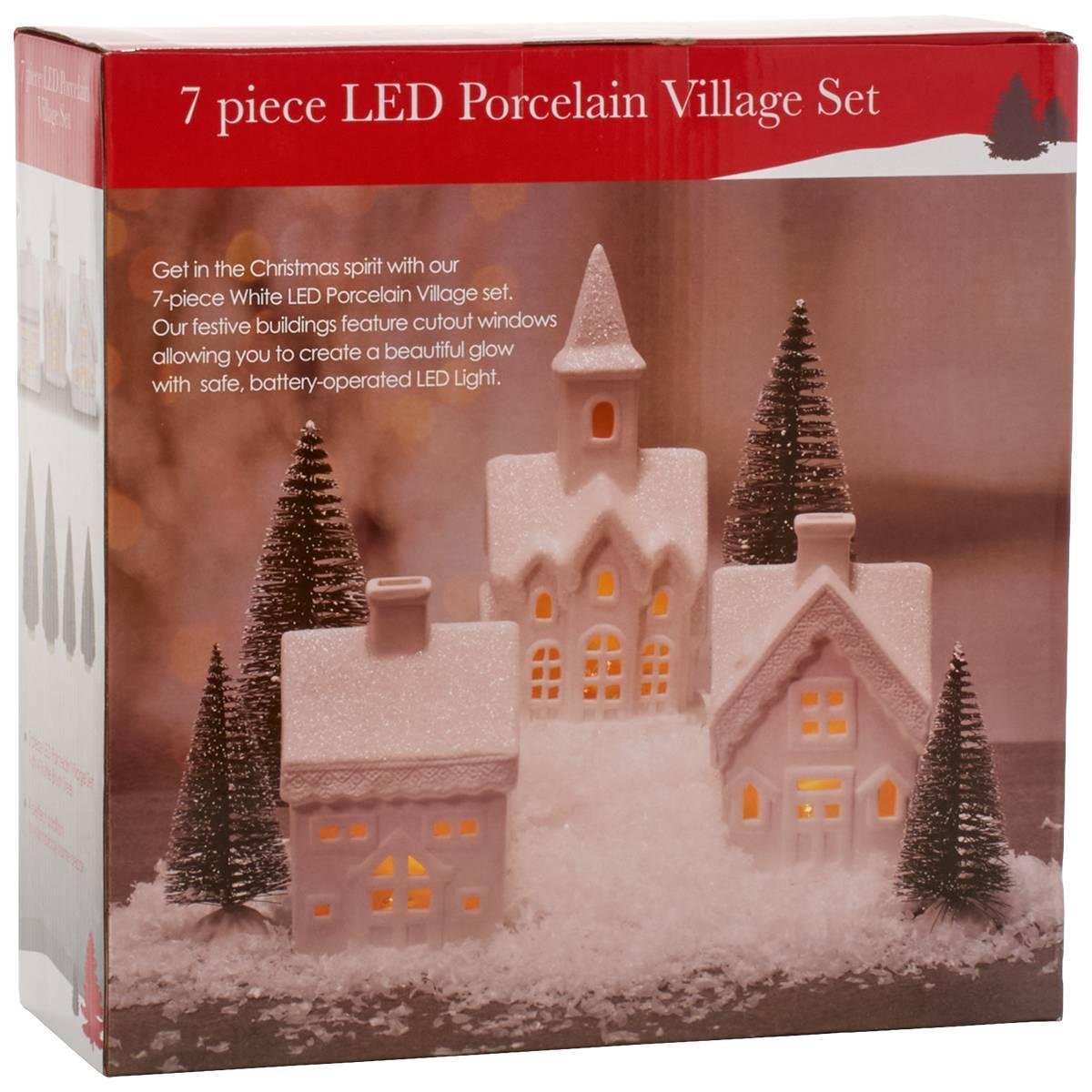 7pc. LED Porcelain Village Set