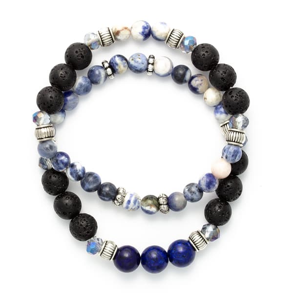 Sodalite & Black Lava 2pc. Stretch Bracelet Set - image 