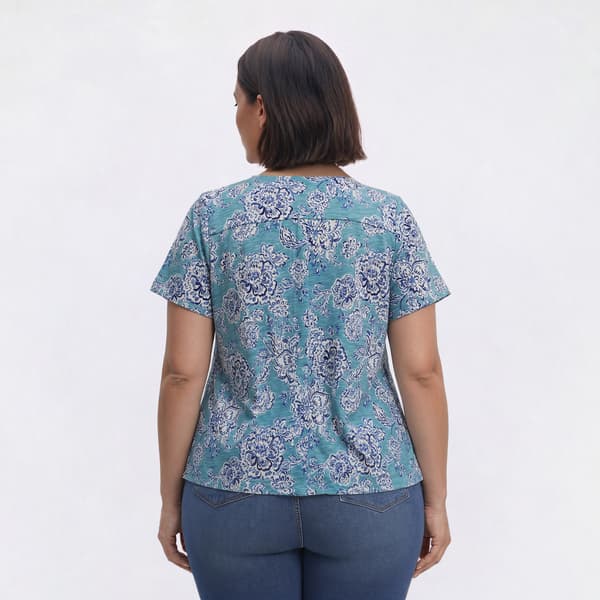 Plus Size Emily Daniels Marled Floral Button Front Blouse