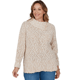 Plus Size Ruby Rd. Holiday Item Split Cowl Neck Textured Sweater