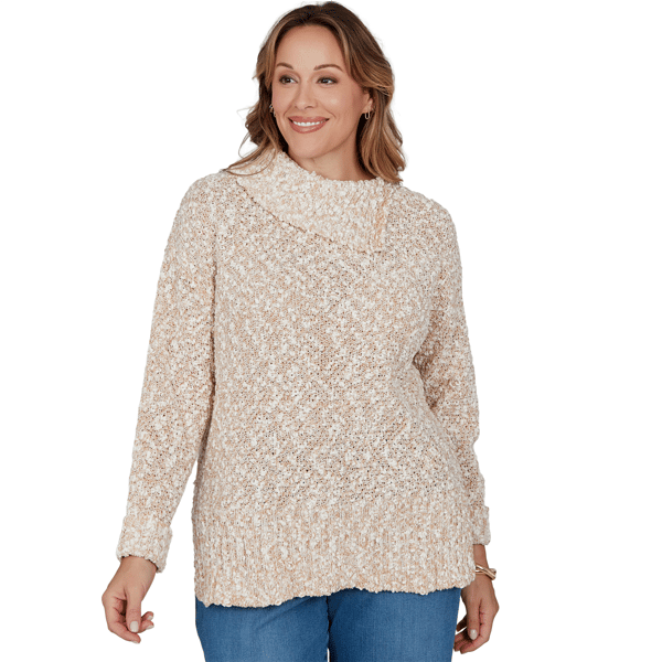 Plus Size Ruby Rd. Holiday Item Split Cowl Neck Textured Sweater - image 