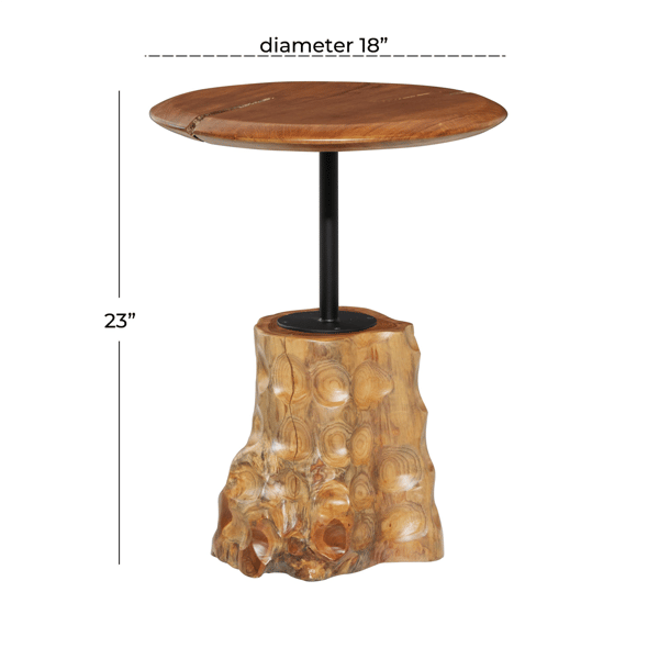 9th & Pike® Contemporary Brown Teak Wood Accent Table