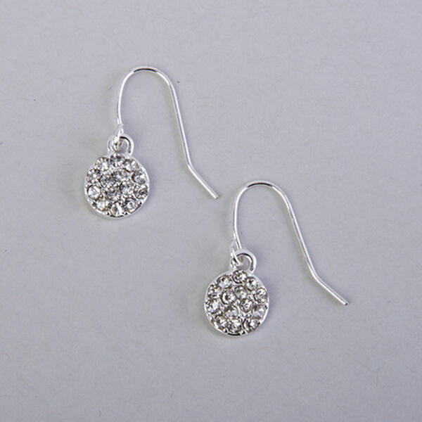 Chaps Silver-Tone Pave Disc Earrings - image 