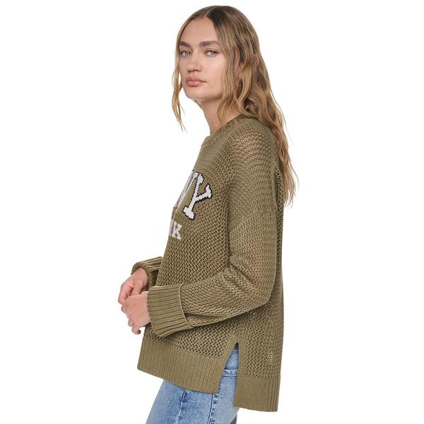 Womens DKNY Jeans Long Sleeve Open Stitch Varsity Logo Sweater