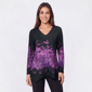 Womens OneWorld Long Sleeve Stud Embellished Bats Tee - image 1