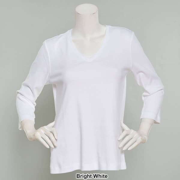 Plus Size Preswick & Moore&#174; 3/4 Sleeve V-Neck Solid Tee