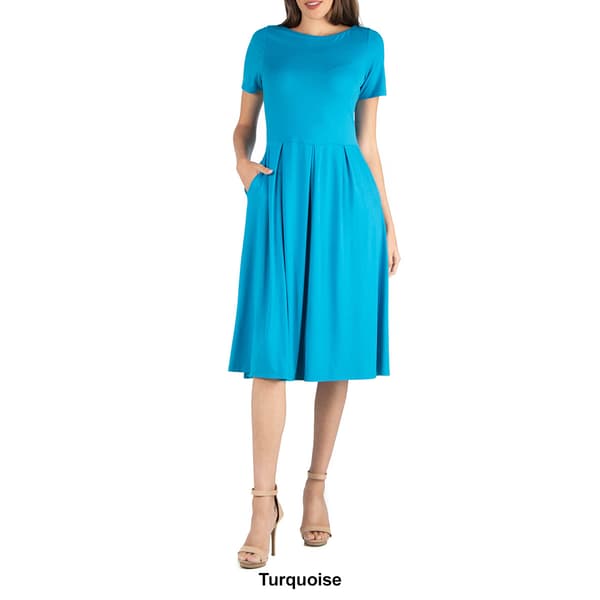 Womens 24/7 Comfort Apparel Midi A-Line Dress With Pocket