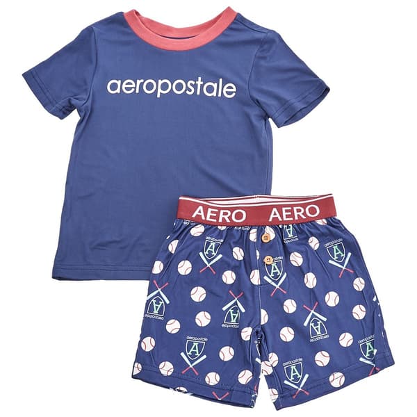 Toddler Boy Aeropostale Short Sleeve Pajama Set - Navy/Red