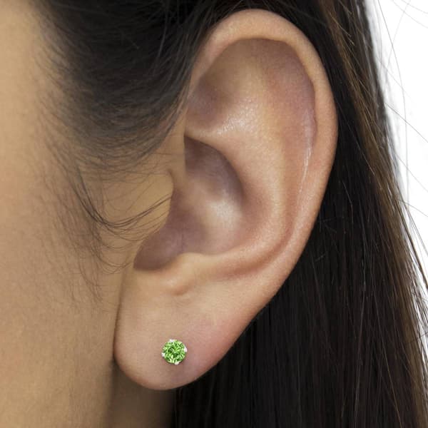 Haus of Brilliance Sterling Silver Treated Green Diamond Earrings