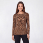 Womens AK Anne Klein Long Sleeve Button Cuff Cheetah Blouse - image 1