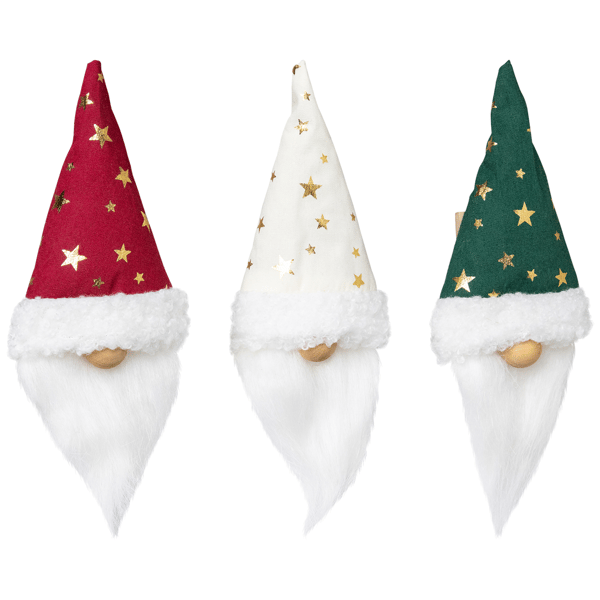 Northlight 3pk. Santa Hat Gnome with Stars Christmas Ornaments