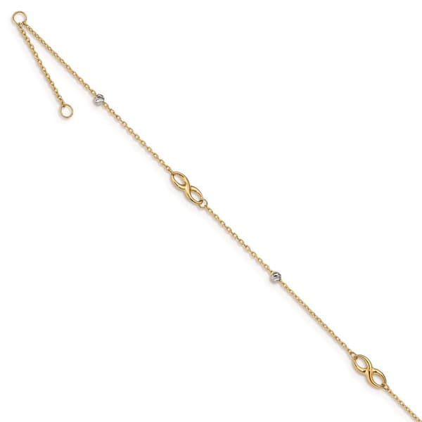 Gold Classics&#40;tm&#41; 14kt. Two-Tone Beads & Infinity 10in Anklet - image 