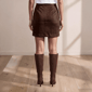 Womens Nanette Lepore Solid Suede Panel Midi Skirt - image 3