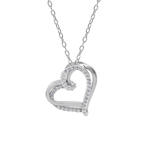 Diamond Classics&#40;tm&#41; Sterling Silver Diamond Heart Pendant Necklace - image 
