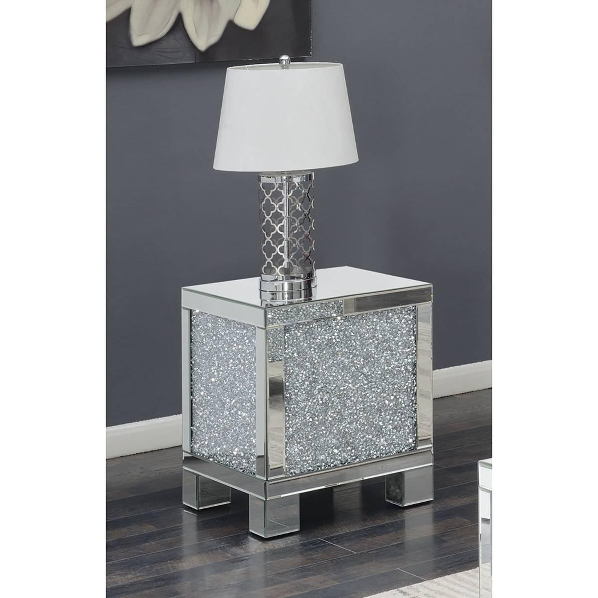 Coaster Layton Square End Table - Silver and Clear Mirror